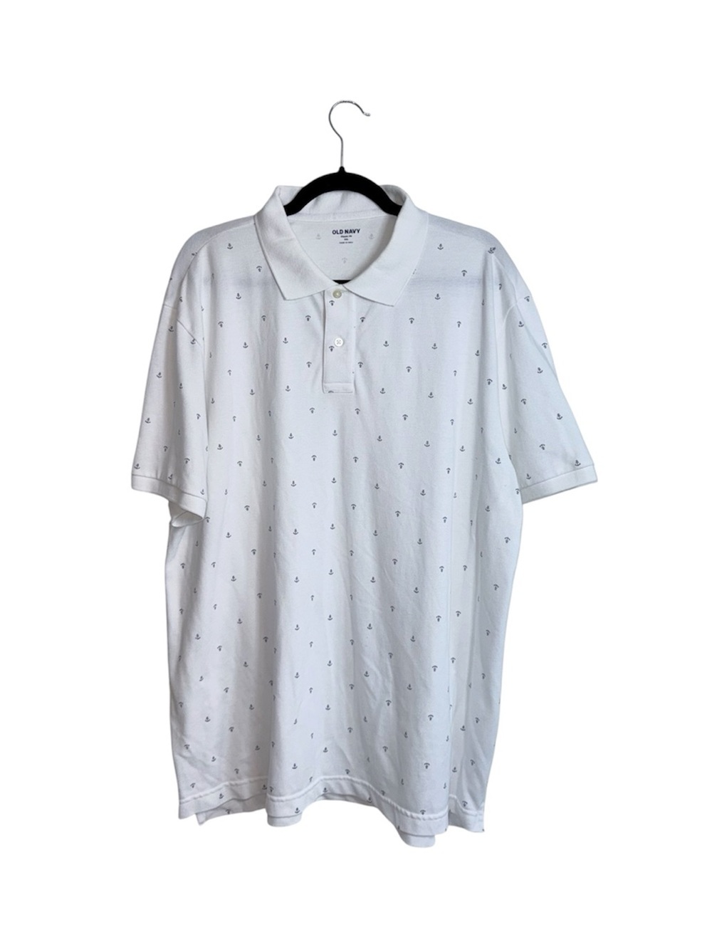 Old Navy Classic Fit Essential Collared Shirt White Navy Anchors XXLarge Men’s